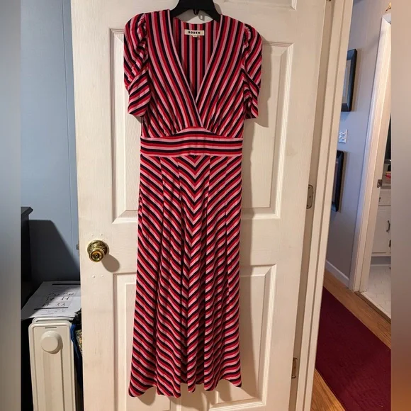 Boden Kristen Stripe A-Line V-Neck Midi Dress - Picture 4 of 16